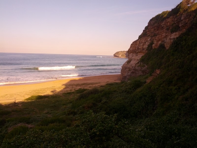 looking down to beach